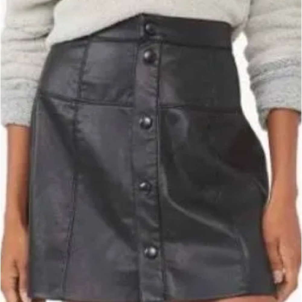 Free People Faux Black Leather Mini Skirt